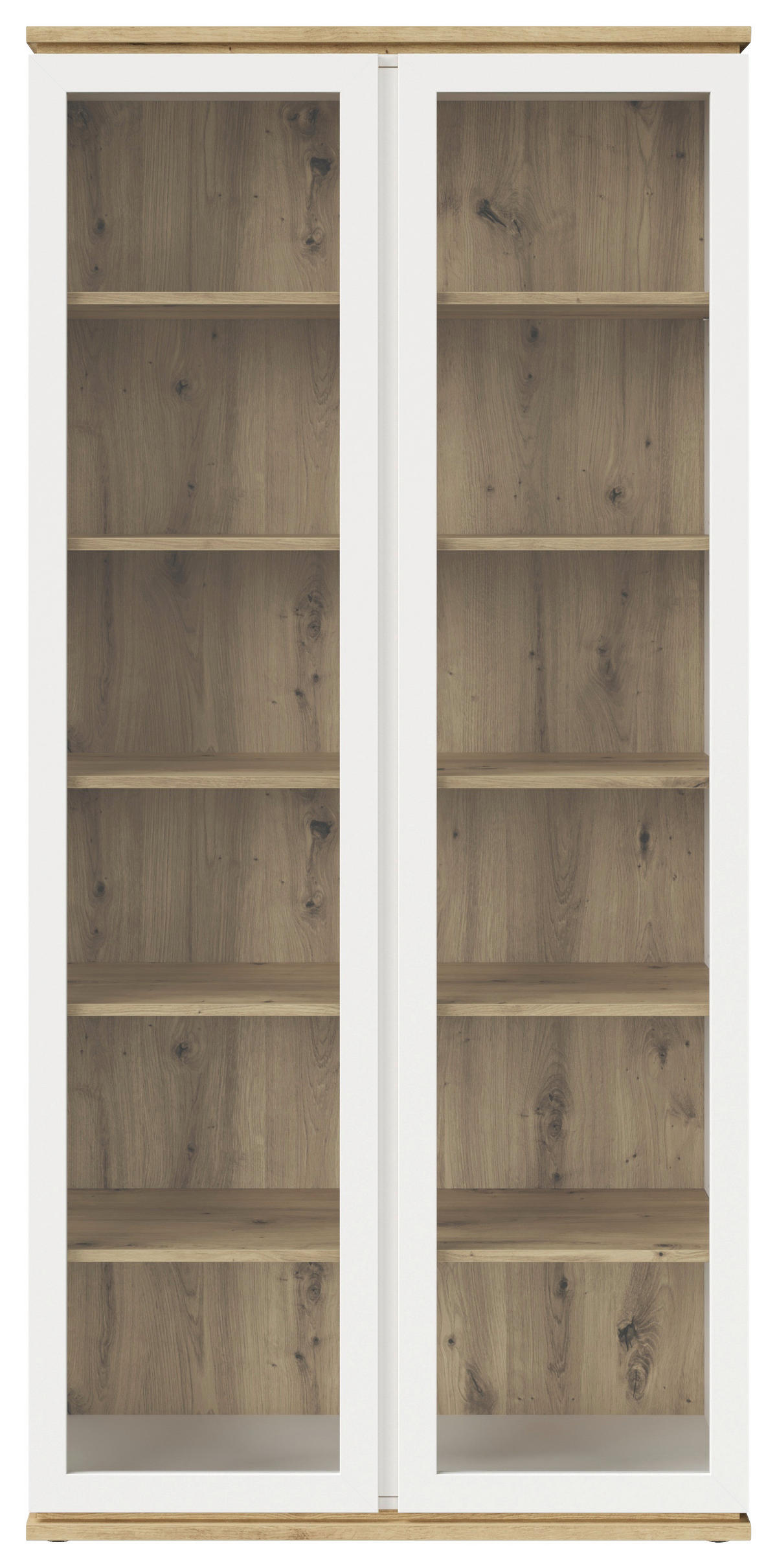 VITRINE  in Weiß, Eiche Artisan  - Weiß/Eiche Artisan, KONVENTIONELL, Holzwerkstoff (94/201/38cm) - Xora