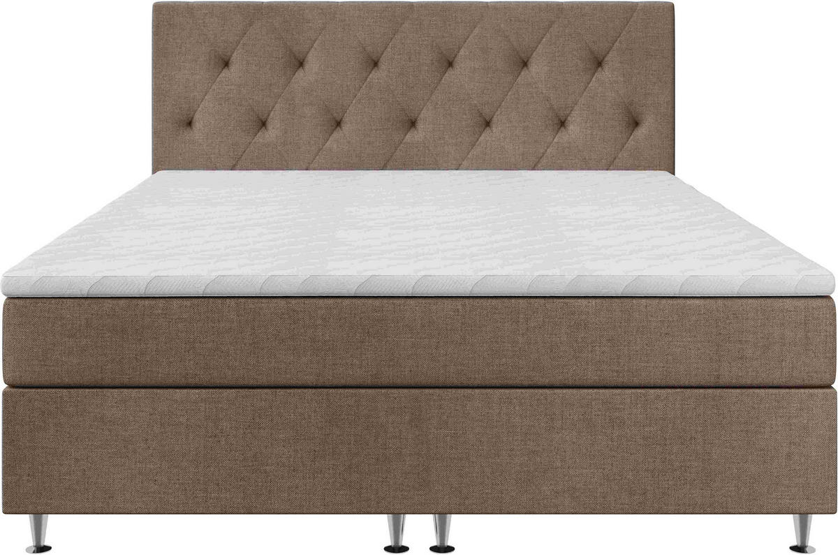 BOXSPRINGBETT 140/200 cm  in Graubraun  - Graubraun/Silberfarben, KONVENTIONELL, Textil/Metall (140/200cm) - Chameo