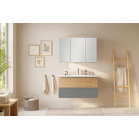 BADEZIMMER 2-teilig  in  - Wildeiche/Edelstahlfarben, Trend, Glas/Holzwerkstoff (100/200/47cm) - Held