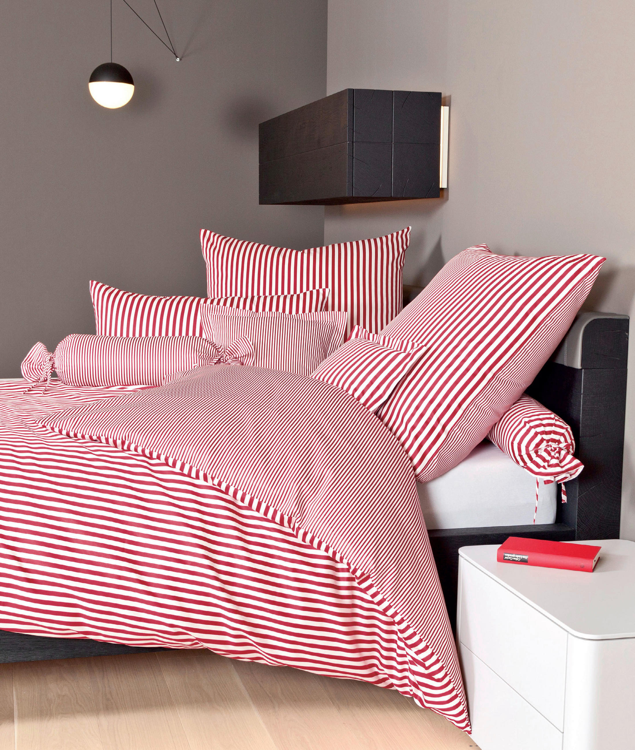 WENDEBETTWÄSCHE Giorgio Makosatin 155/220 cm  - Weiß/Dunkelrot, KONVENTIONELL, Textil (155/220cm) - Janine