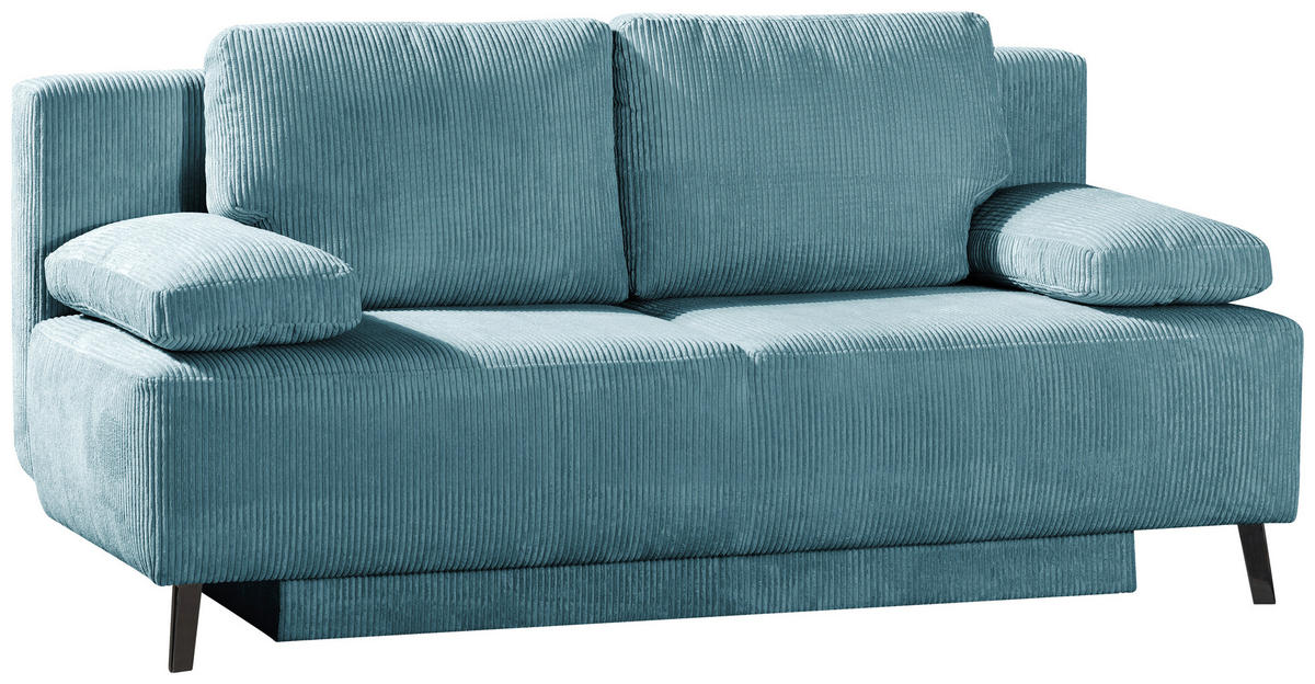 SCHLAFSOFA in Cord Türkis  - Türkis/Schwarz, Modern, Textil/Metall (197/92/88cm) - Novel