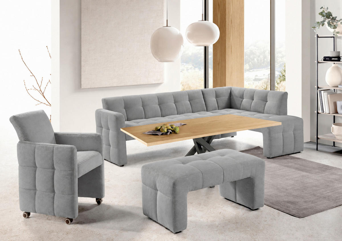 KLUPA KUTNA  svijetlo siva  drvo, tekstil, drvni materijal      - svijetlo siva/crna, Moderno, drvni materijal/drvo (245/157cm) - Livetastic