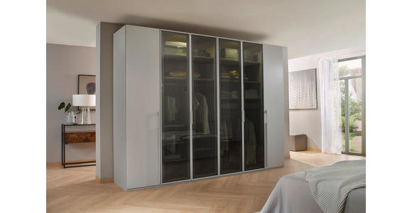 DREHTÜRENSCHRANK 301/223/60 cm 6-türig Grau, Hellgrau - Hellgrau/Grau, Trend, Glas/Holzwerkstoff (301/223/60cm) - Novel