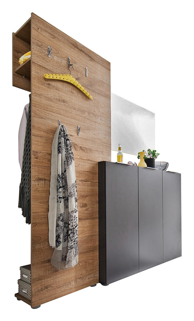 GARDEROBE 3-teilig  in 175/190/39 cm  - Eichefarben/Anthrazit, Design, Holzwerkstoff (175/190/39cm) - Carryhome