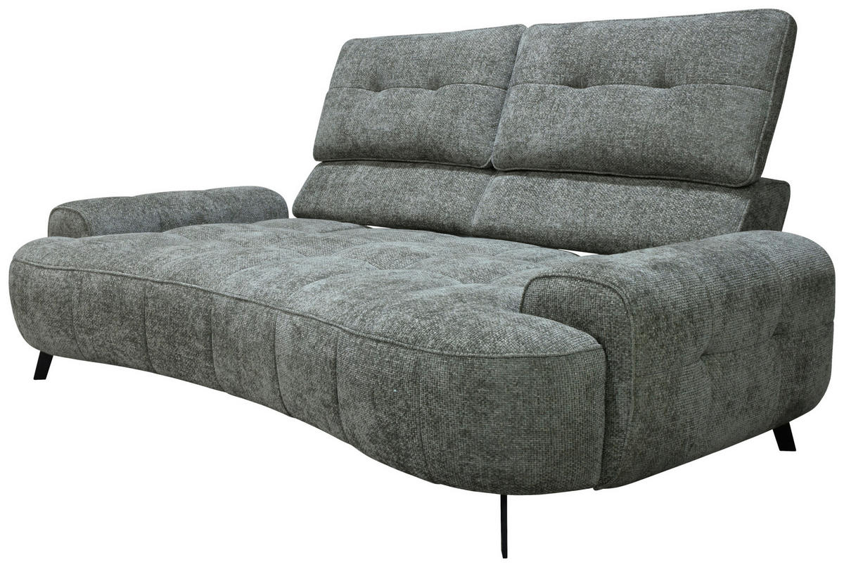 2-SITZER-SOFA Chenille Grau  - Schwarz/Grau, Design, Kunststoff/Textil (230/84/104/111/122cm) - Livetastic