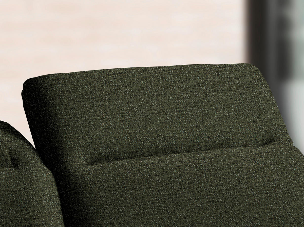 ECKSOFA in Webstoff Olivgrün  - Schwarz/Olivgrün, Design, Textil/Metall (289/180cm) - Stylife