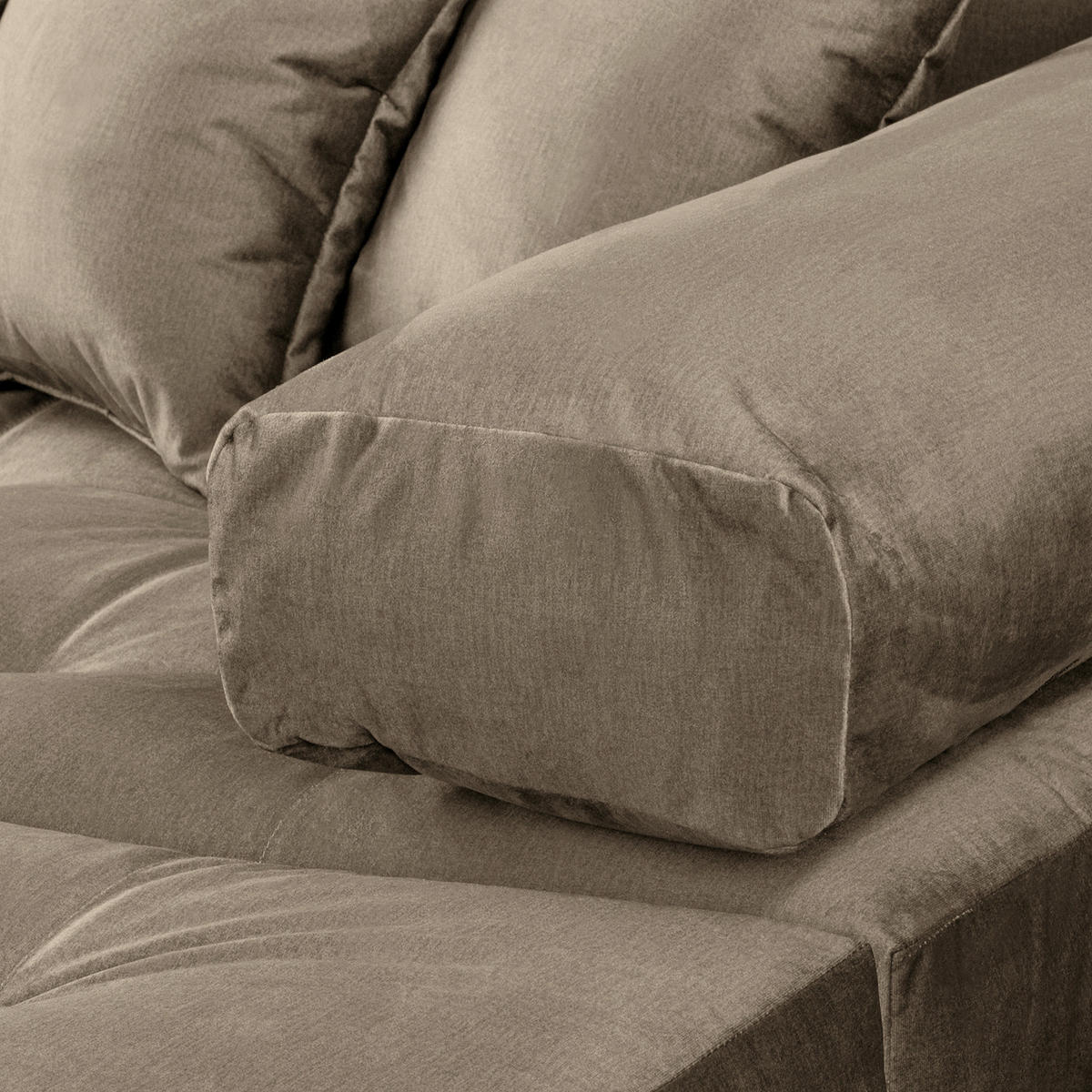 ECKSOFA Naomi in Velours Braun Rückenkissen  284/243 cm  - Schwarz/Braun, Design, Kunststoff/Textil (284/243cm) - P & B