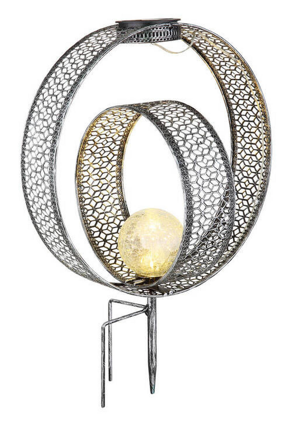 SOLCELLSLAMPA - klar/silver, Design, metall/glas (30/20/42cm) - Globo