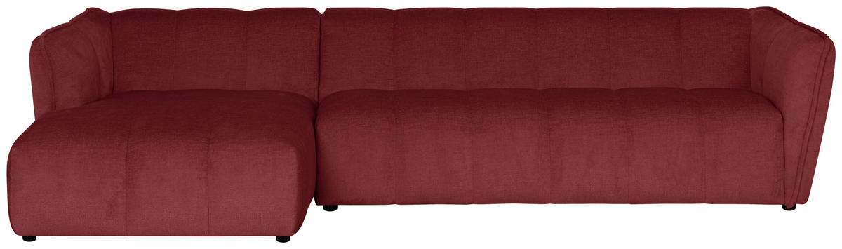 ECKSOFA LIVOLI in Chenille Bordeaux  160/306 cm  - Bordeaux/Schwarz, Design, Textil (160/306cm) - MID.YOU