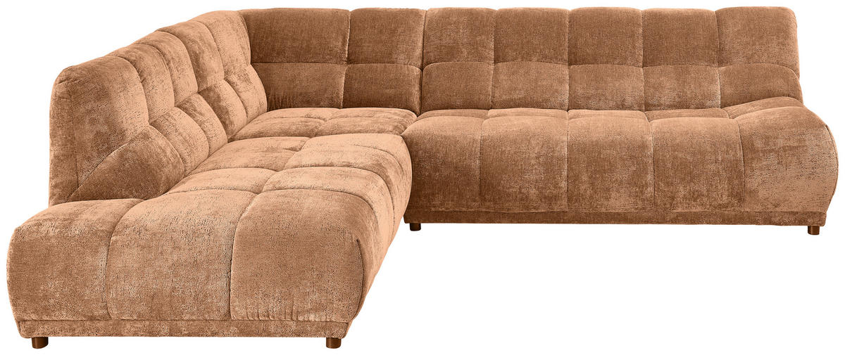 ECKSOFA ITALIA Koralle Chenille  - Koralle/Schwarz, MODERN, Kunststoff/Textil (250/284cm) - Livetastic