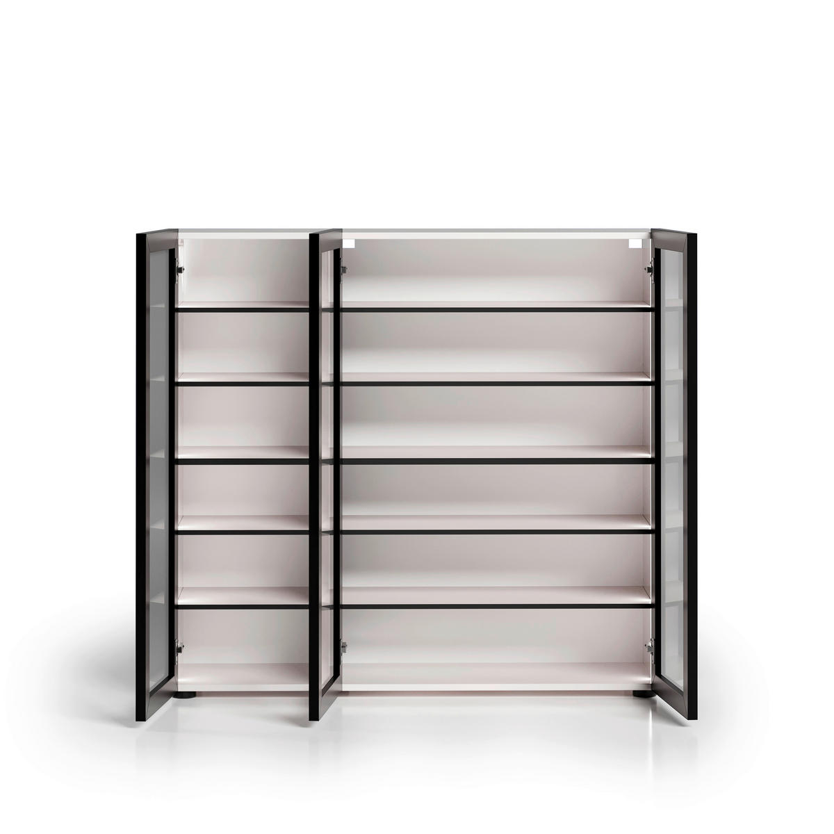 SCHUHSCHRANK Schwarz, Kaschmir  - Kaschmir/Schwarz, Design, Glas/Holzwerkstoff (120/115/34cm) - Voleo