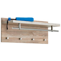 WANDGARDEROBE  in Eiche San Remo, Edelstahlfarben  - Edelstahlfarben/Eiche San Remo, Design, Holz/Metall (75/30/26cm) - Carryhome