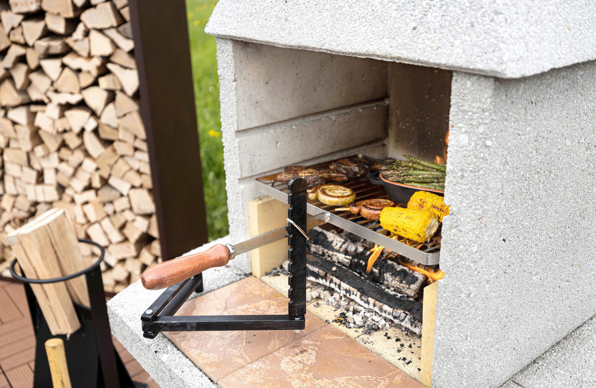 HOLZKOHLEGRILL - Grau, Design, Stein (162/90/80cm) - Nouvel