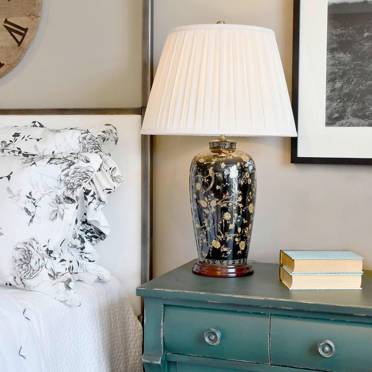 TISCHLEUCHTE Black Birds 74/46 cm  - Goldfarben/Schwarz, KONVENTIONELL, Keramik/Textil (74/46cm) - Elstead Lighting