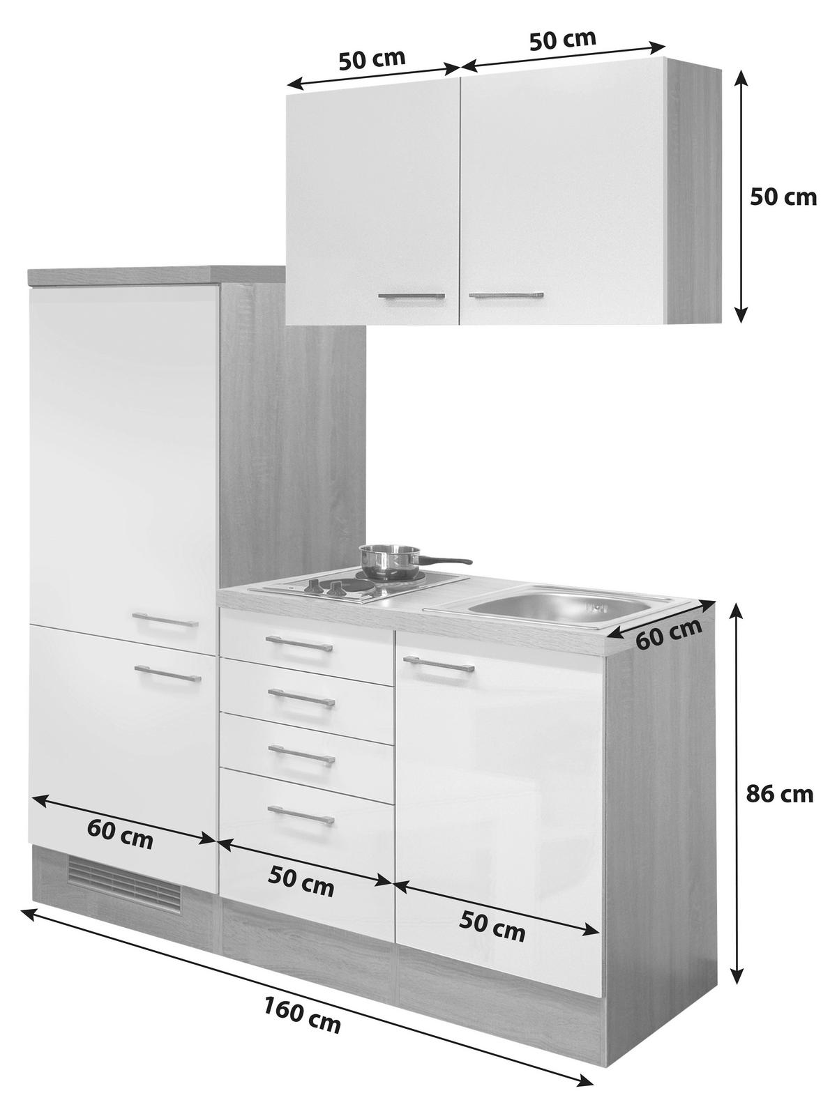 KÜCHENBLOCK 160 cm   in Kaschmir  - Kaschmir/Edelstahlfarben, MODERN, Holzwerkstoff/Metall (160cm) - FlexWell