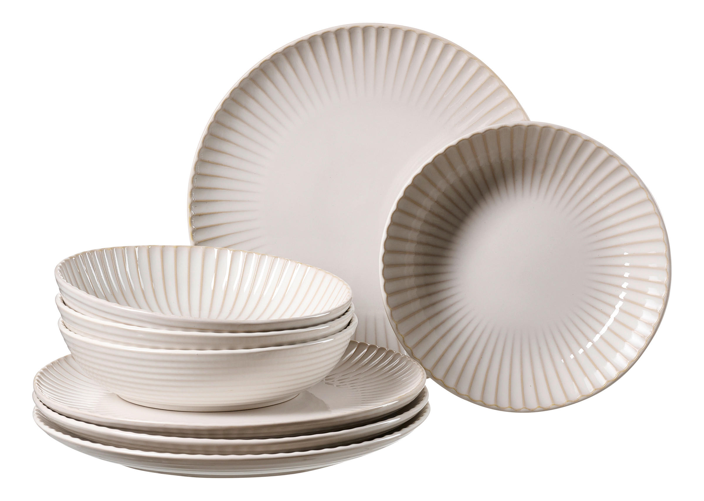 TAFELSERVICE Creme 8-teilig Milla  - Creme, KONVENTIONELL, Keramik (28/19/28cm) - Ritzenhoff Breker