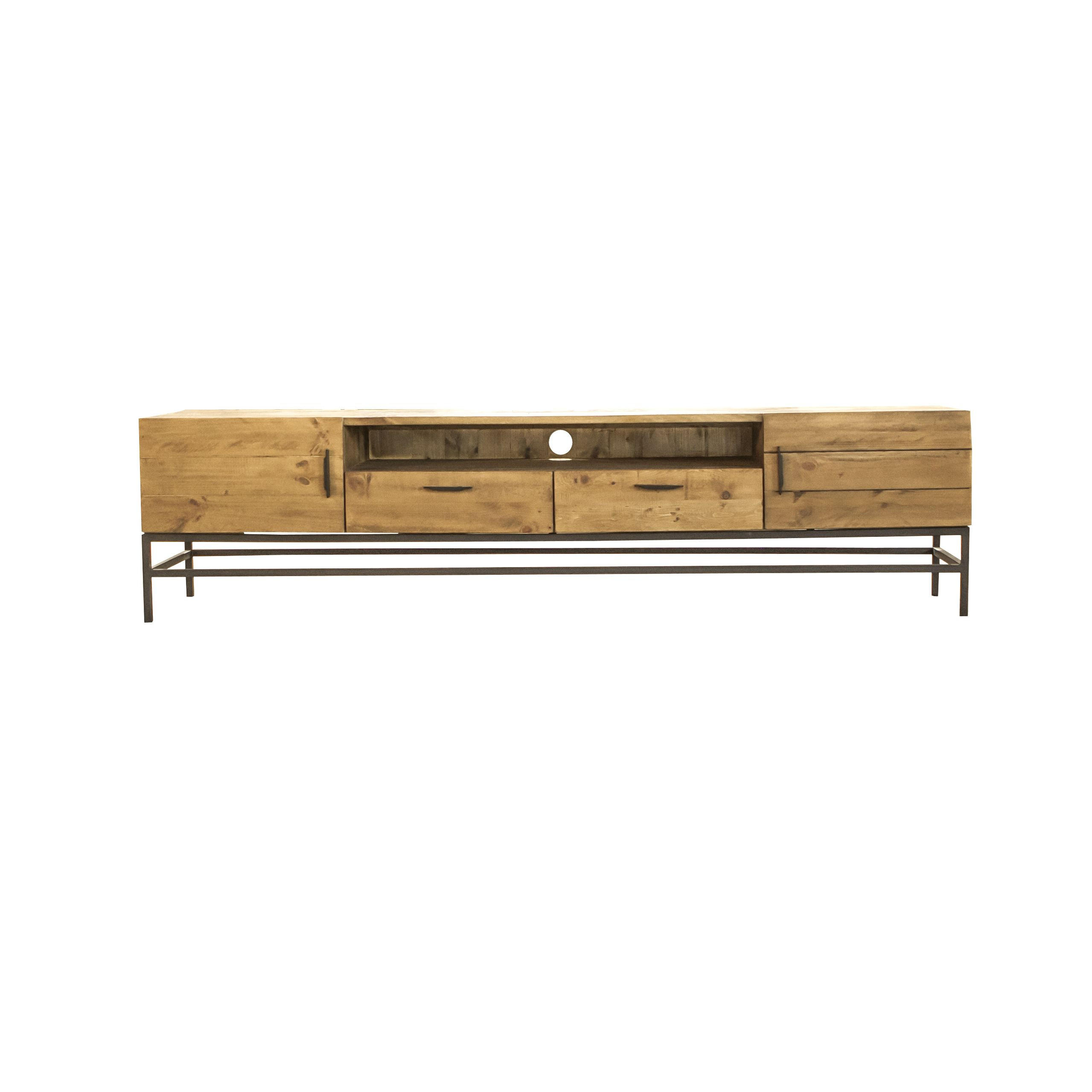 TV-BÄNK  i 200/50/45 cm  - furufärgad/svart, Trend, metall/trä (200/50/45cm) - home24