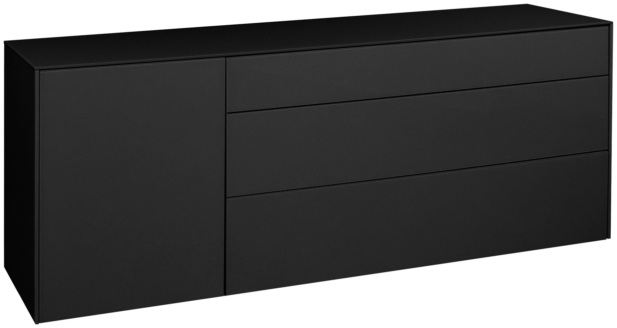 LOWBOARD Imola 169/63/42 cm 1 Schublade(n) Beimöbel erhältlich, stehend, hängend, Abdeckplatte aus Glas  - Anthrazit/Schwarz, Design, Glas/Holzwerkstoff (169/63/42cm) - Novel