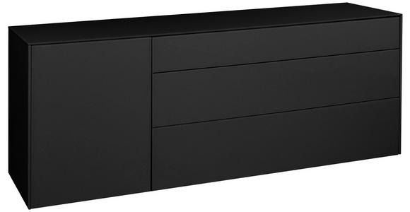 LOWBOARD Imola 169/63/42 cm 1 Schublade(n) Beimöbel erhältlich, stehend, hängend, Abdeckplatte aus Glas  - Anthrazit/Schwarz, Design, Glas/Holzwerkstoff (169/63/42cm) - Novel