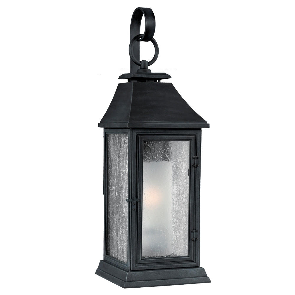 VÄGGLAMPA FÖR UTOMHUS - zinkfärgad, Klassisk, glas/plast (19/18,4/48,7cm) - Elstead Lighting