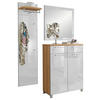GARDEROBE 3-teilig  in 135/195/37 cm  - Weiss/Eichefarben, Design, Glas/Holz (135/195/37cm)