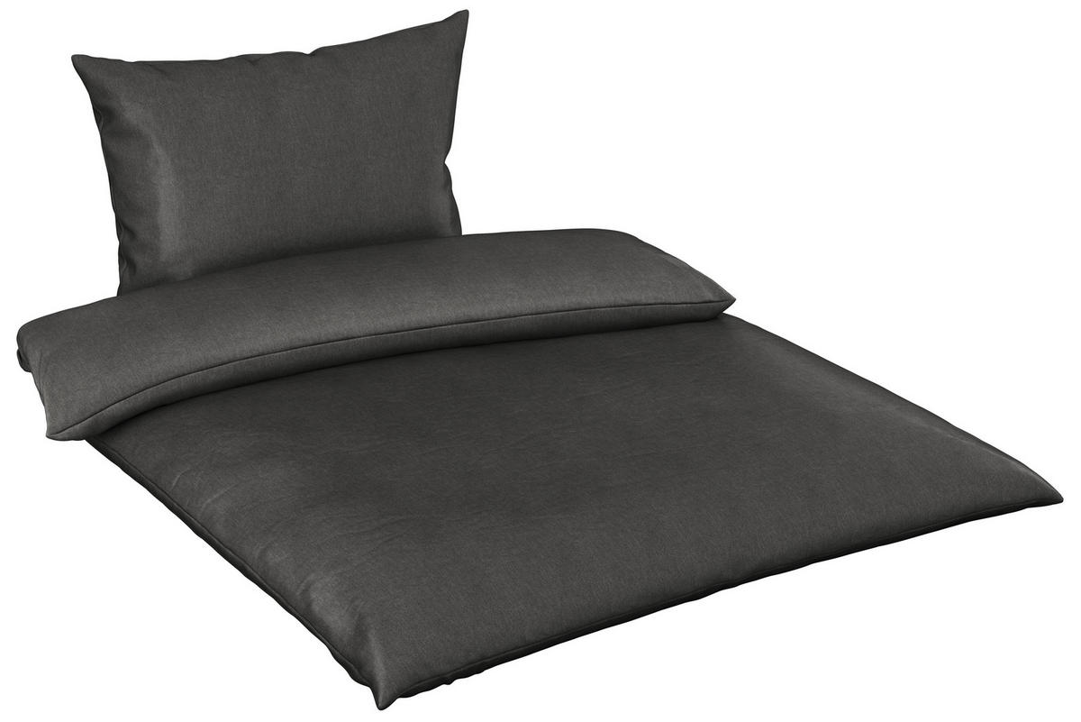 POSTELJNINA STONE WASH 200/200 cm saten temno siva  - temno siva, Konvencionalno, tekstil (200/200cm) - Novel