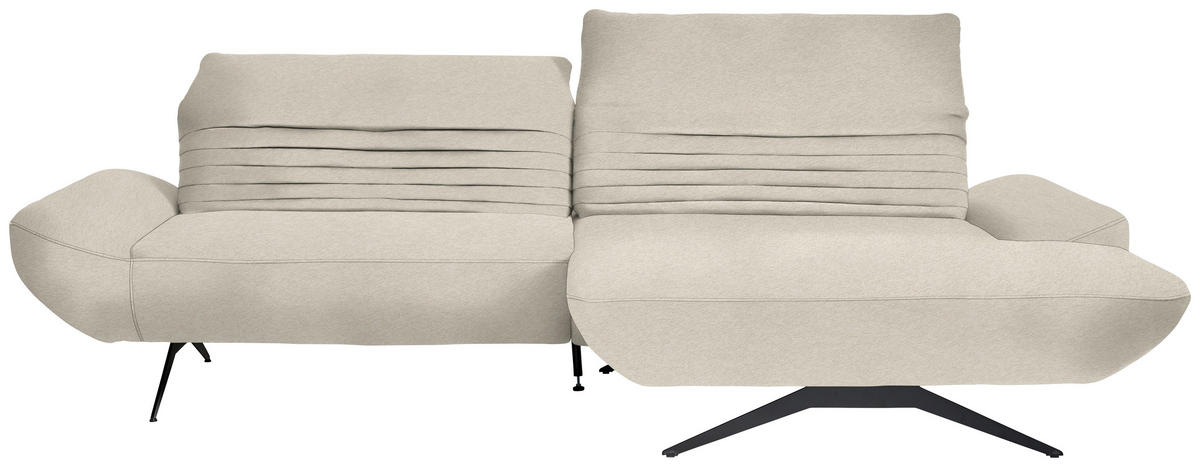 ECKSOFA  in Teddystoff Creme  280/170-195 cm  - Creme/Schwarz, Design, Textil/Metall (280/170-195cm) - Dieter Knoll