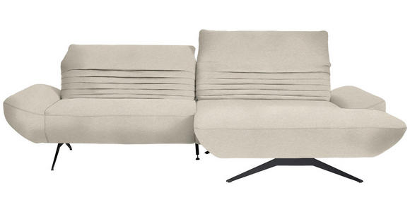 ECKSOFA  in Teddystoff Creme  280/170-195 cm  - Creme/Schwarz, Design, Textil/Metall (280/170-195cm) - Dieter Knoll