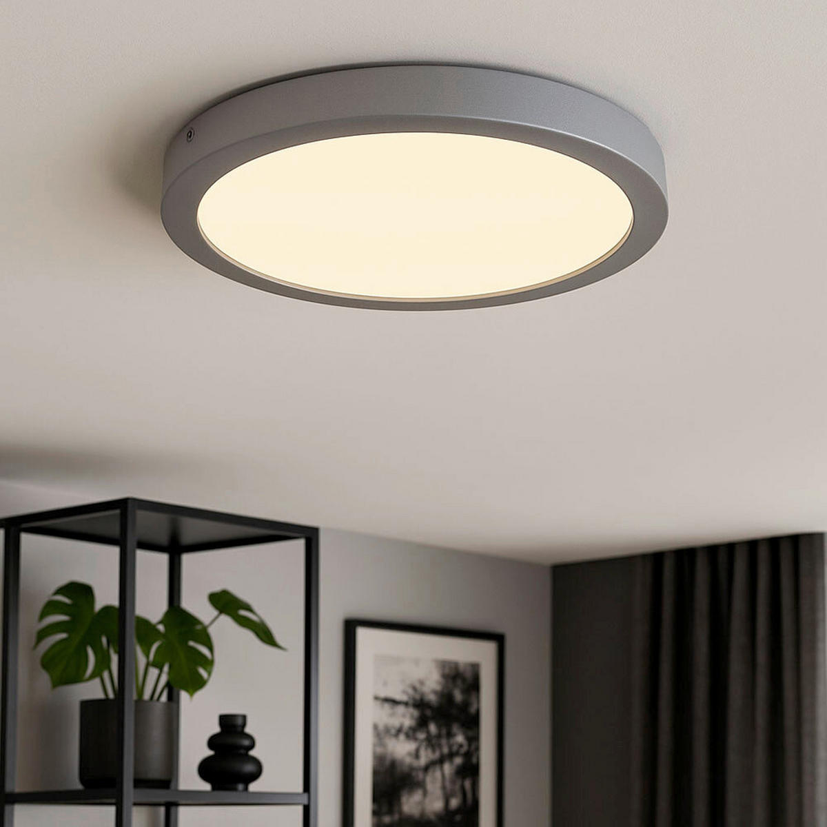 AUFBAULEUCHTE 30/3,2 cm   - Chromfarben/Weiß, Design, Kunststoff/Metall (30/3,2cm) - Globo