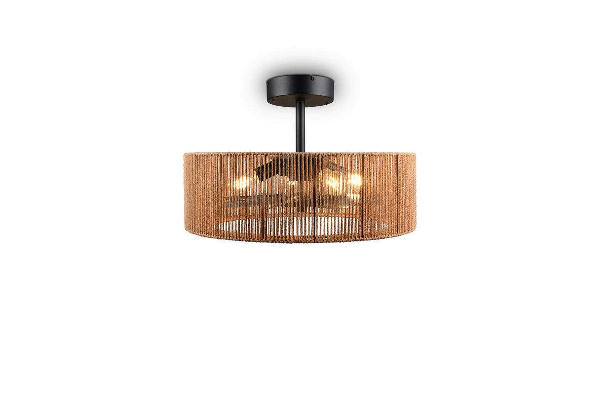 DECKENVENTILATOR - Schwarz/Braun, Design, Kunststoff/Textil (61/5cm)
