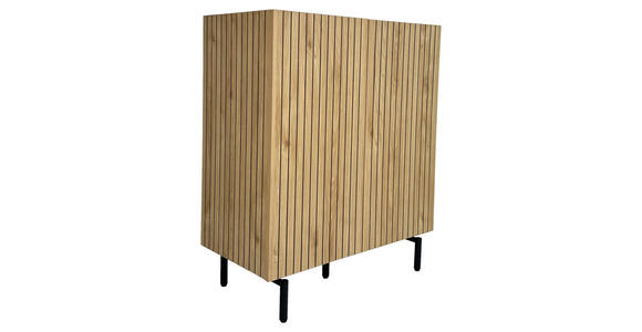 HIGHBOARD LINO in 80/95/40 cm - Eichefarben/Schwarz, Design, Holzwerkstoff/Metall (80/95/40cm) - Xora