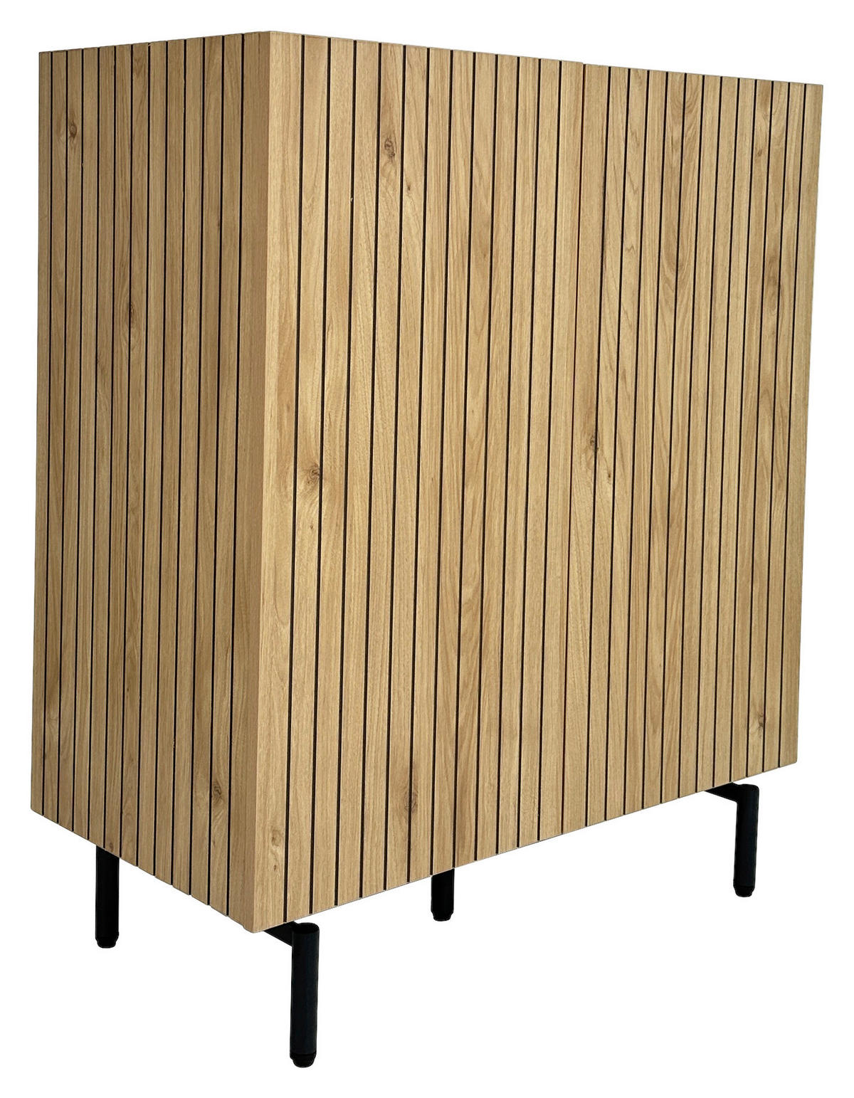 HIGHBOARD LINO  in 80/95/40 cm  - Eichefarben/Schwarz, Design, Holzwerkstoff/Metall (80/95/40cm) - Xora