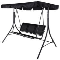 HOLLYWOODSCHAUKEL 204/163/130 cm  - Schwarz, KONVENTIONELL, Textil/Metall (204/163/130cm) - Gardenson