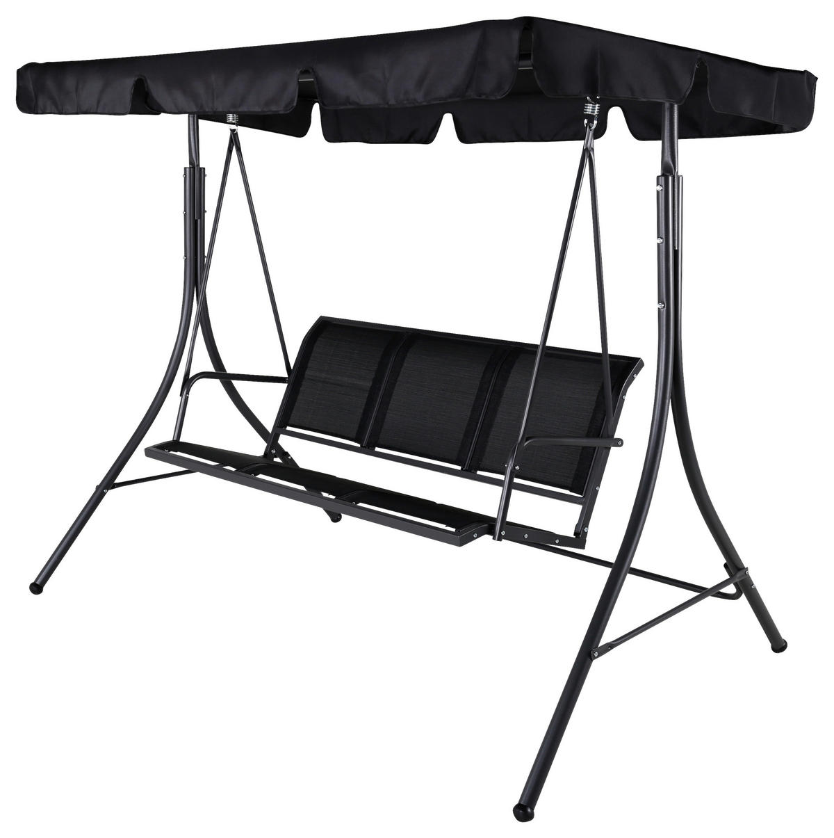 HOLLYWOODSCHAUKEL 204/163/130 cm  - Schwarz, KONVENTIONELL, Textil/Metall (204/163/130cm) - Gardenson