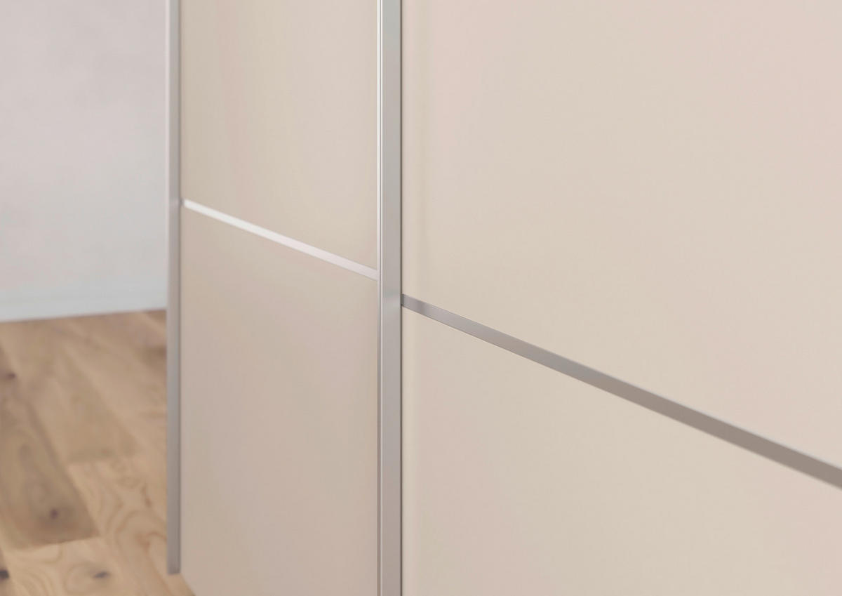 SCHWEBETÜRENSCHRANK 242/223/68 cm 3-türig Champagner  - Champagner/Alufarben, KONVENTIONELL, Glas/Holzwerkstoff (242/223/68cm) - Novel