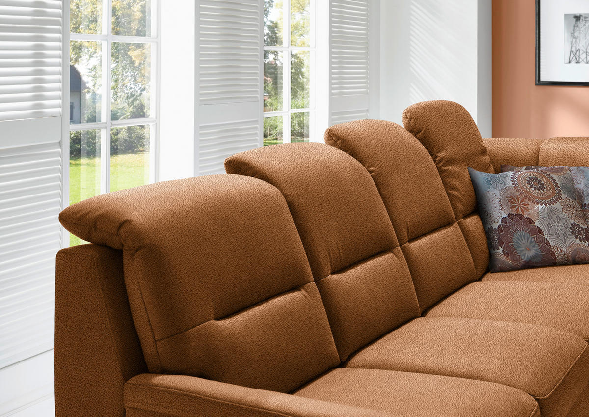 ECKSOFA in Mikrofaser Orange  - Schwarz/Orange, Konventionell, Holz/Textil (303/245cm) - Beldomo Comfort