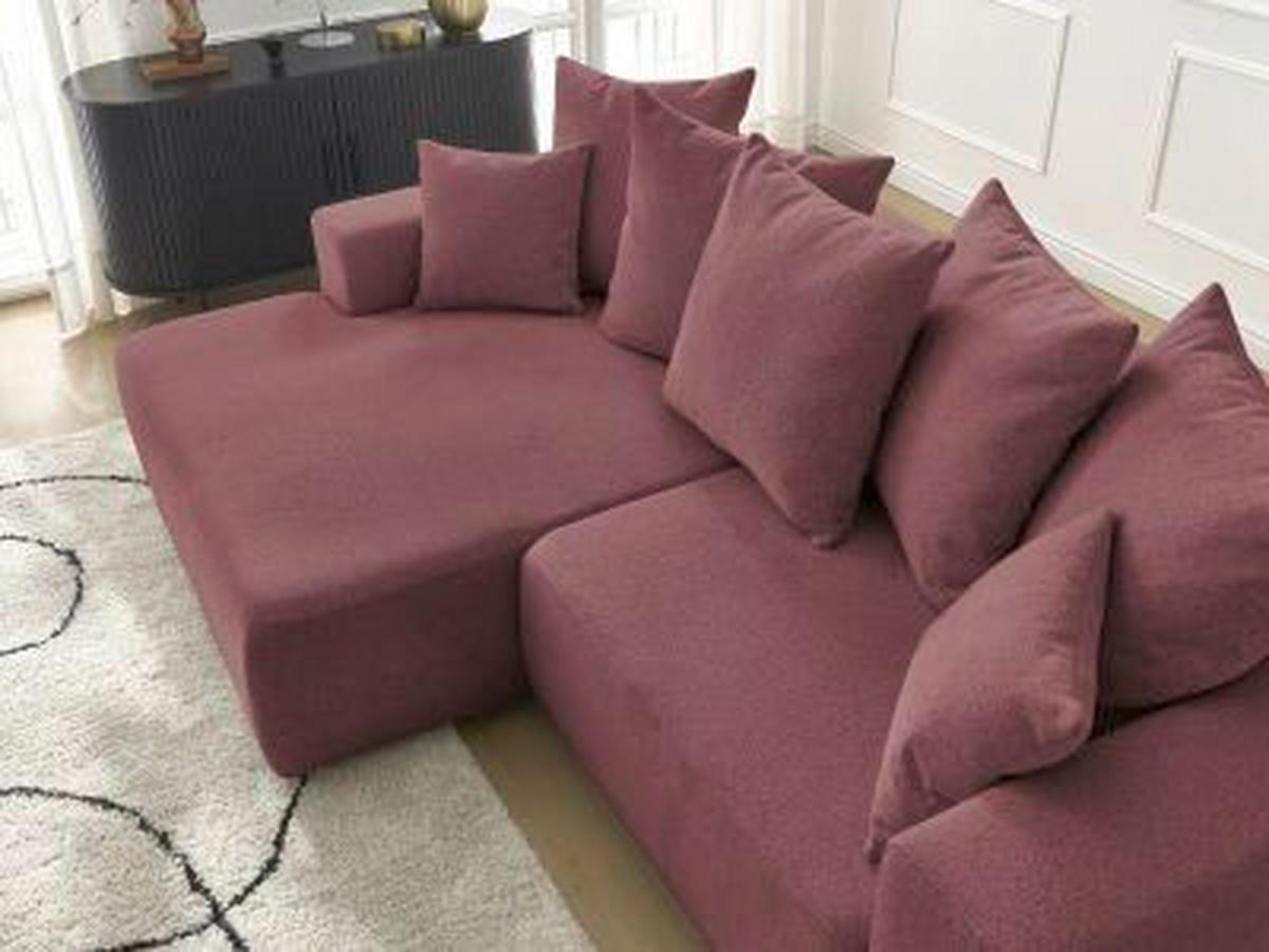 ECKSOFA Ottomane links  ATILLA Rot Flachgewebe  - Rot/Schwarz, MODERN, Kunststoff/Textil (149/244cm)