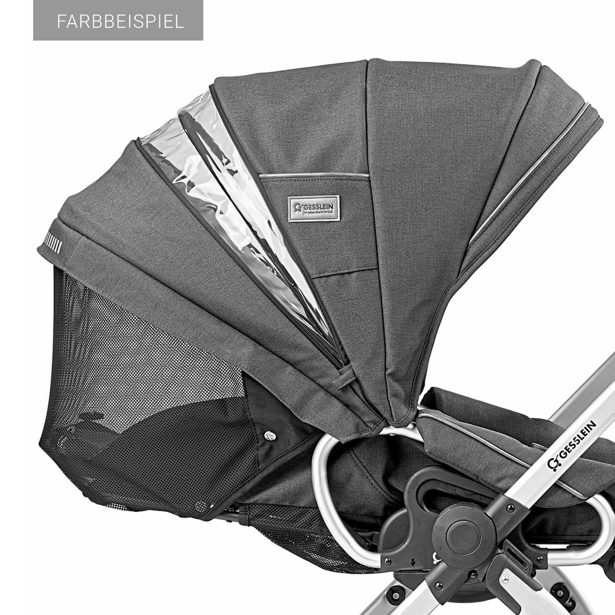 KINDERWAGENSET  FX4 Classic   - Silberfarben/Schwarz, Basics, Leder/Textil (57/129/100cm) - Gesslein