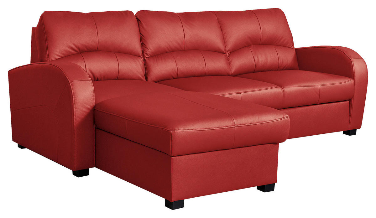 ECKSOFA in Lederlook Echtleder Rot  - Rot/Schwarz, Design, Leder/Kunststoff (168/227cm) - Livetastic