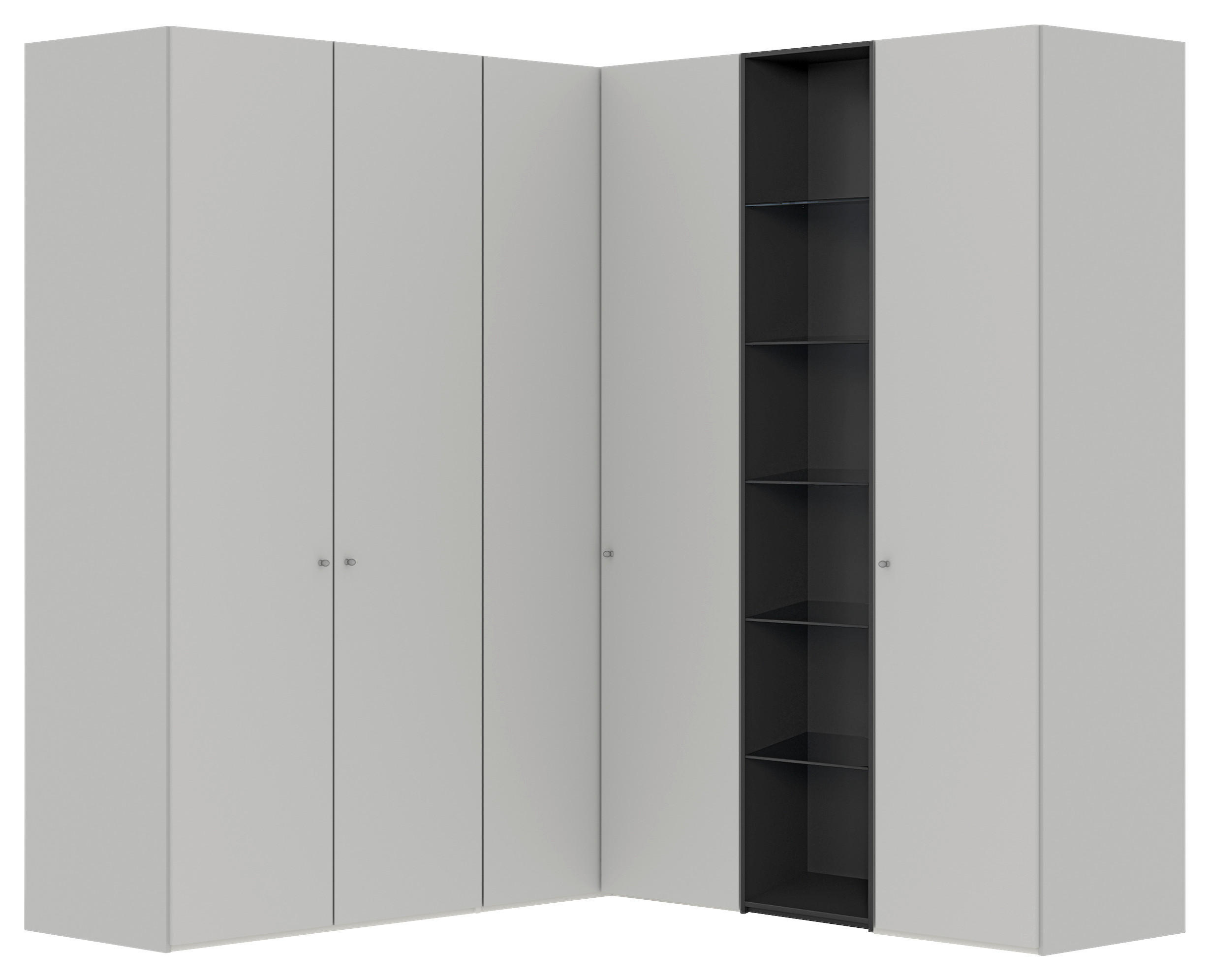 ECKKLEIDERSCHRANK 203/220/199 cm  - Silberfarben/Hellgrau, Design, Glas/Holzwerkstoff (203/220/199cm) - Jutzler