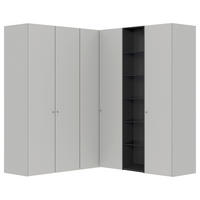 ECKKLEIDERSCHRANK 203/220/199 cm  - Silberfarben/Hellgrau, Design, Glas/Holzwerkstoff (203/220/199cm) - Jutzler