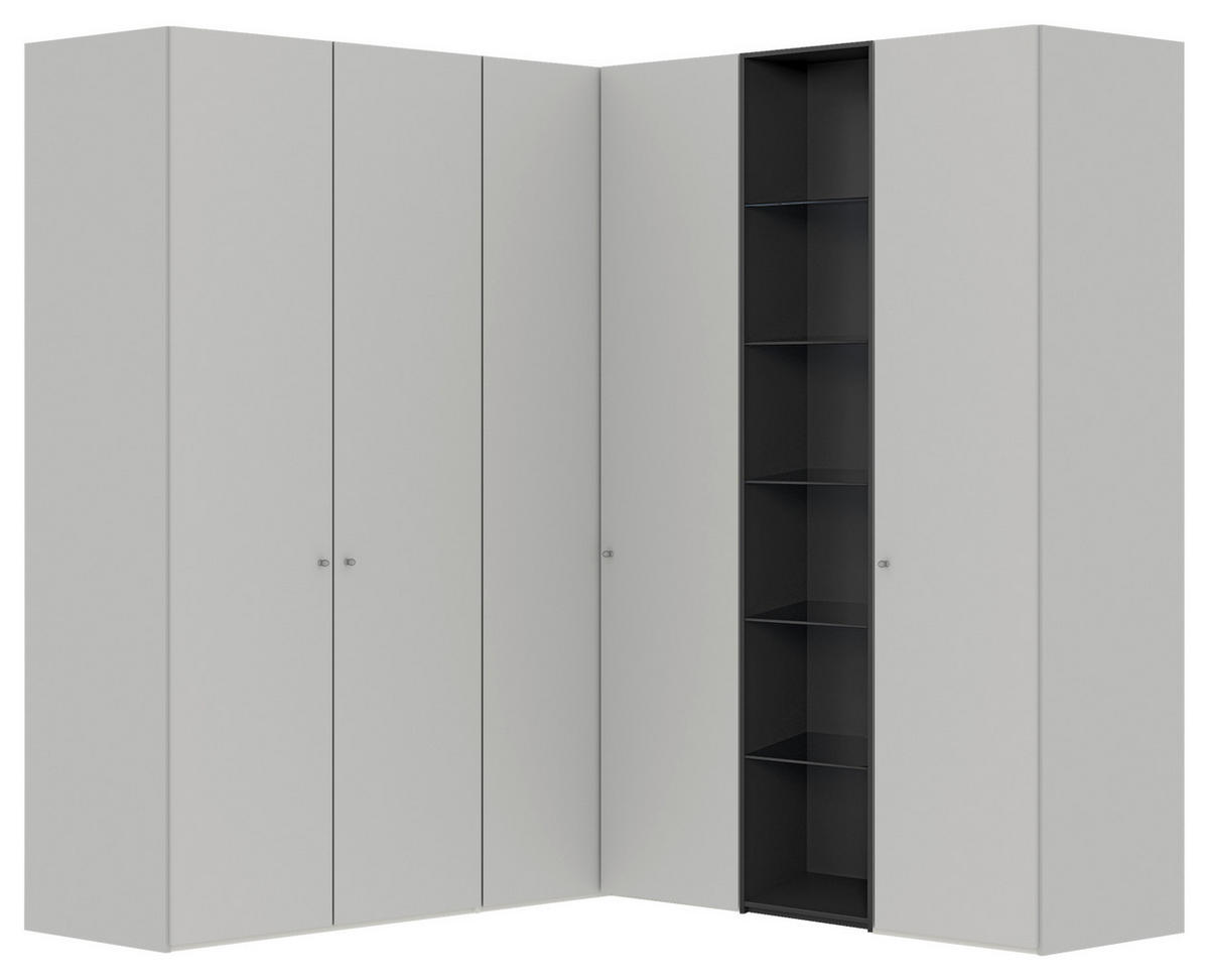 ECKKLEIDERSCHRANK 203/220/199 cm  - Silberfarben/Hellgrau, Design, Glas/Holzwerkstoff (203/220/199cm) - Jutzler