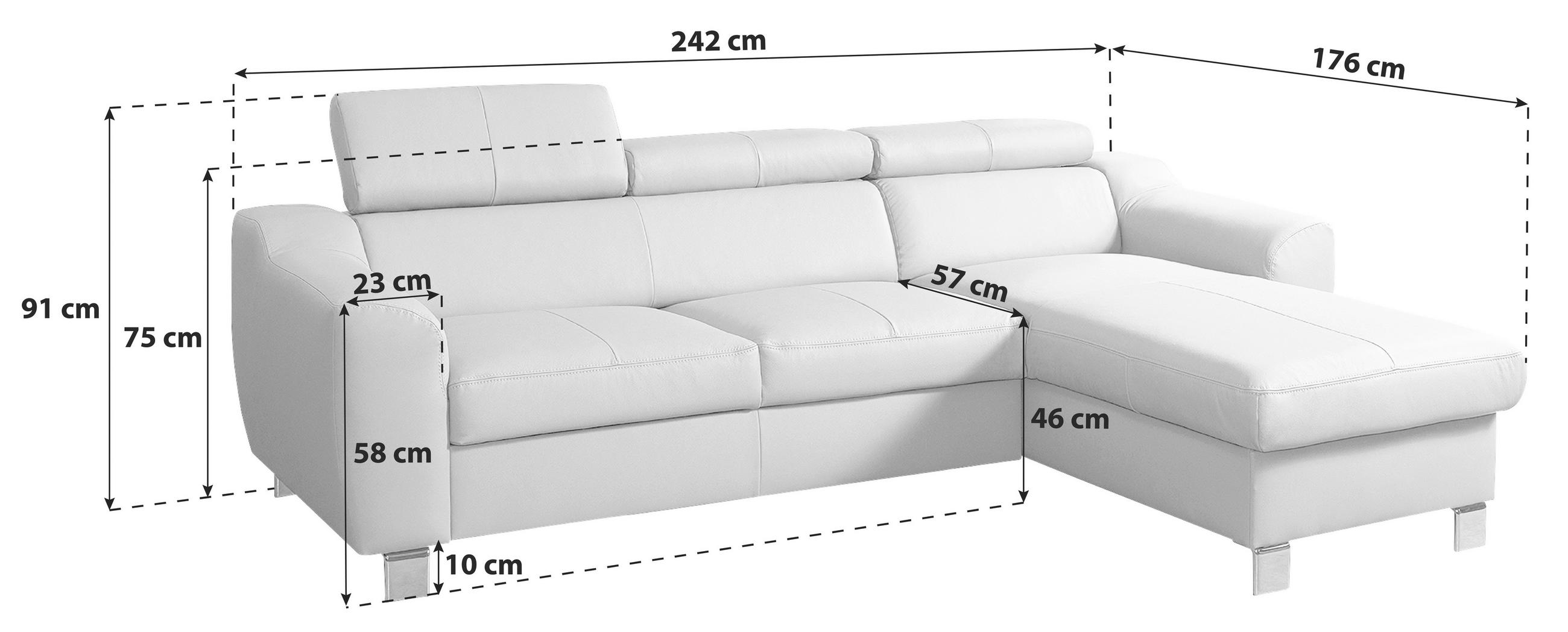 ECKSOFA in Lederlook Echtleder Beige  - Chromfarben/Beige, Design, Leder/Textil (242/176cm) - Livetastic