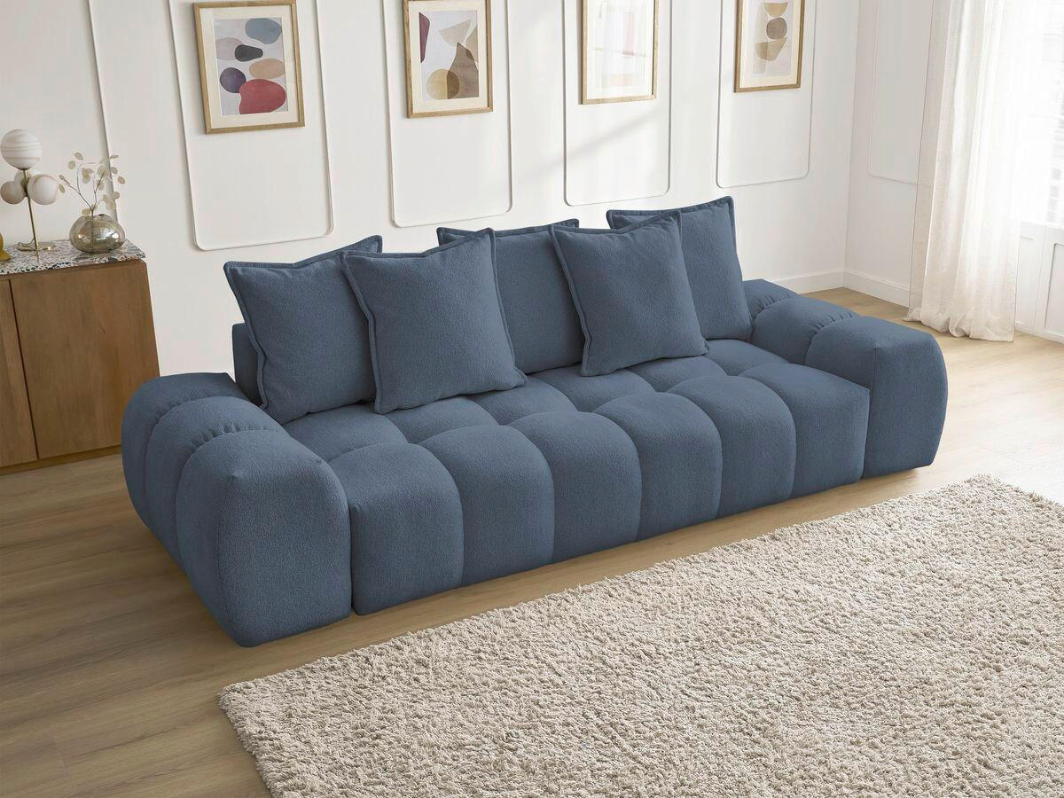 3-SITZER-SOFA EVEREST Flachgewebe Dunkelblau  - Schwarz/Dunkelblau, MODERN, Kunststoff/Textil (278/90/115cm)