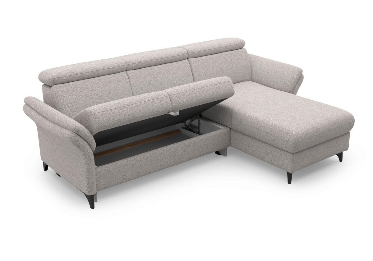 ECKSOFA GLENDALE E Silberfarben Chenille  - Silberfarben/Schwarz, KONVENTIONELL, Textil/Metall (253/166cm) - Sit & More