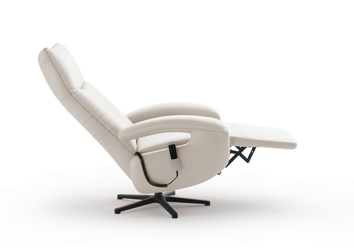 SESSEL in Echtleder Weiss  - Weiss/Schwarz, Konventionell, Leder/Metall (74/112/82cm) - Sit & More