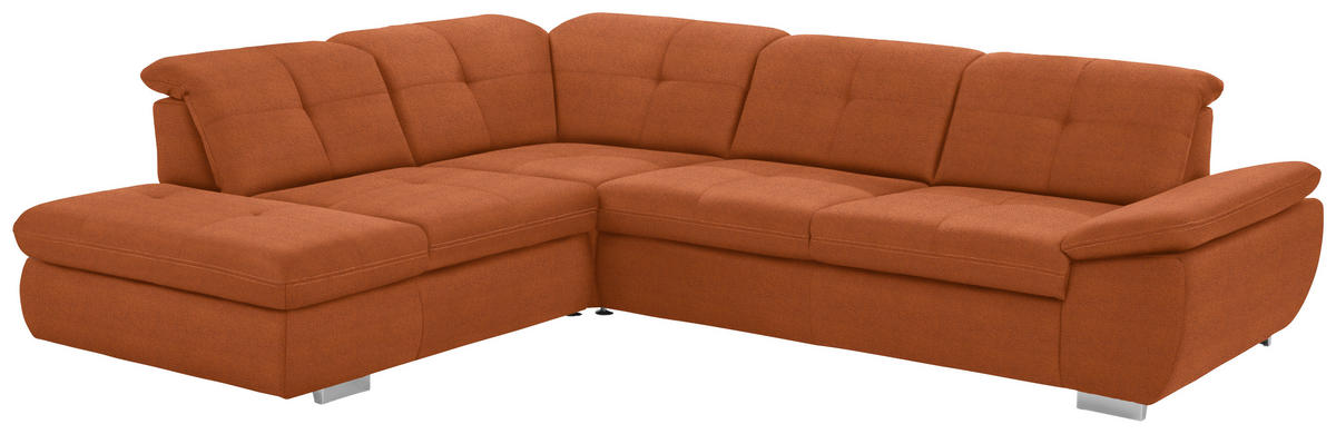 ECKSOFA in Mikrofaser Terracotta  - Terracotta, Design, Textil/Metall (260/318cm) - Beldomo Speed