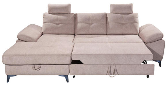 ECKSOFA Rosa Mikrovelours  - Chromfarben/Schwarz, KONVENTIONELL, Kunststoff/Textil (170/270cm) - Carryhome