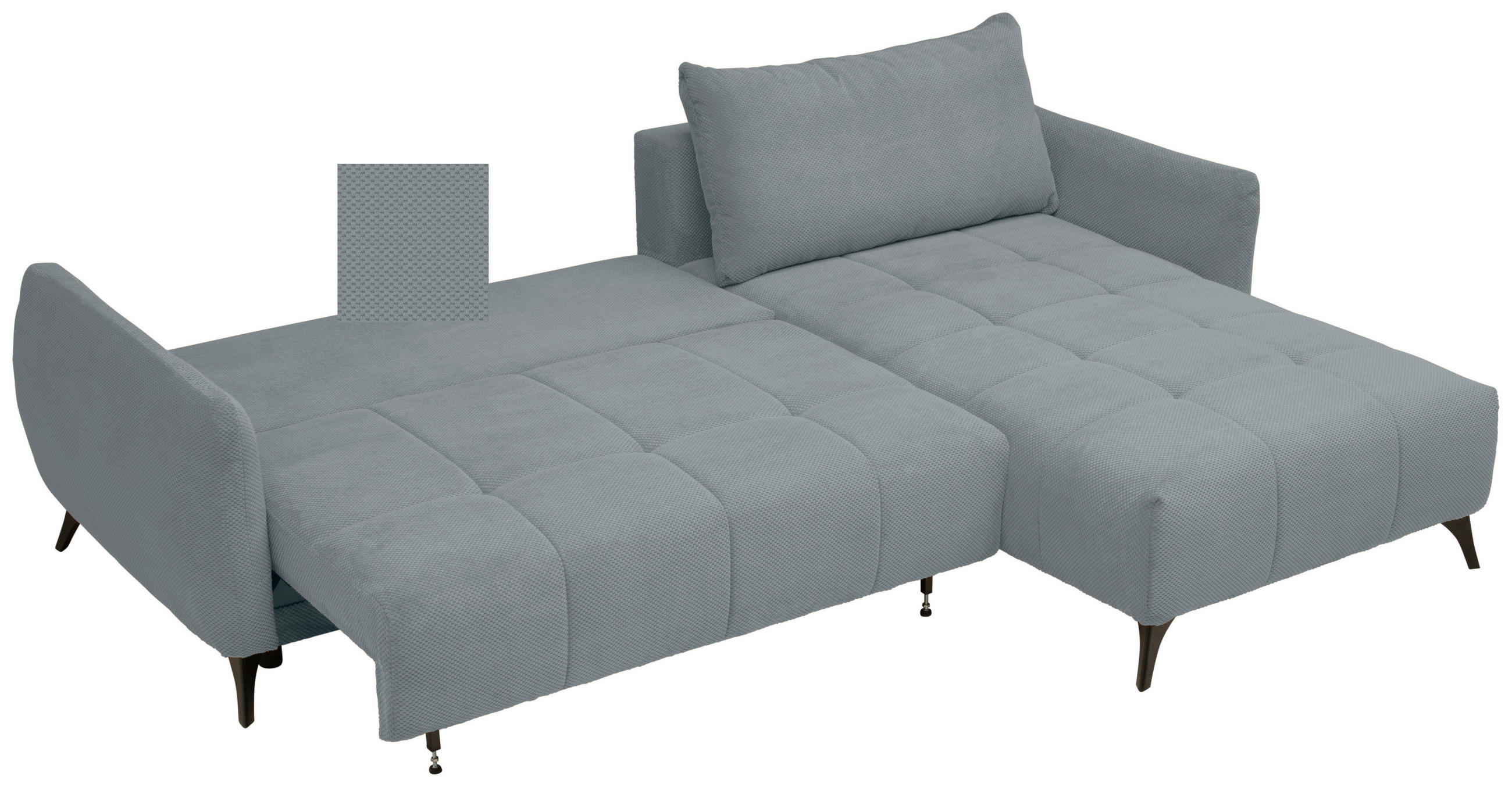 ECKSOFA inkl. Funktionen Grau Struktur, Plüsch  - Schwarz/Grau, Design, Textil/Metall (287/197cm) - Stylife