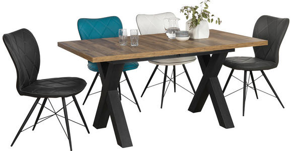 ESSTISCH in Holzwerkstoff 160(210)/90/75 cm - Eichefarben/Schwarz, KONVENTIONELL, Holzwerkstoff (160(210)/90/75cm) - Hom`in